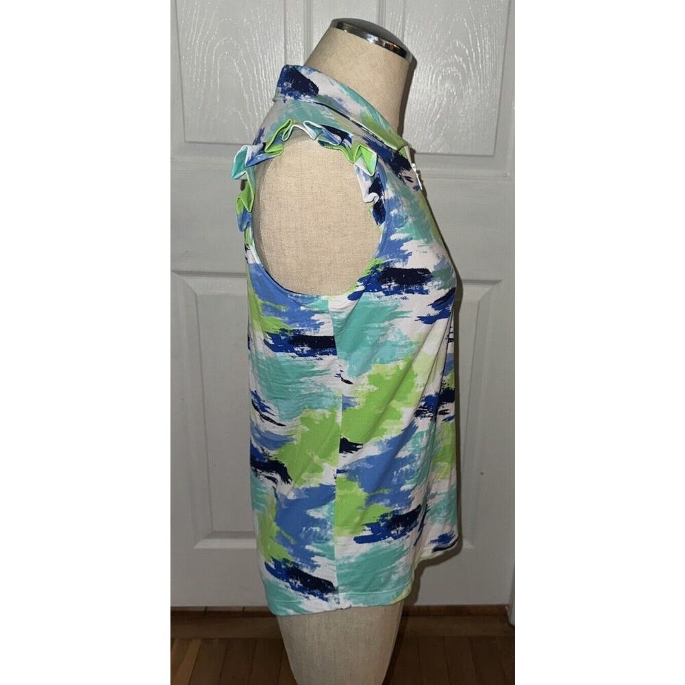 IBKUL Golf Women’s 1/4 Zip Green Blue Top Cool UPF Sleeveless Size S Small Multi - Picture 2 of 5